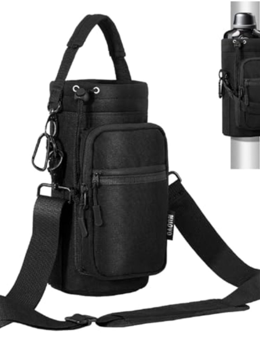 Magnetic Gym Water Bottle Carrier 40oz Adjustable Crossbody Holder Bag